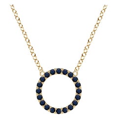 Angara Natural Blue Sapphire Open Circle Eternity Pendant in 14K Yellow Gold