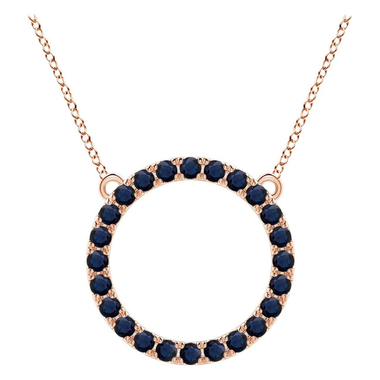 Ciondolo a forma di cerchio con zaffiro blu da 2,16 carati in oro rosa 14K di Angara.