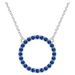Angara Natural 1.2 ct Blue Sapphire Open Circle Eternity Pendant in Platinum