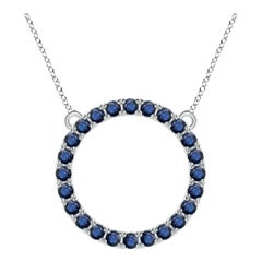 Angara Natural 3.36 ct Blue Sapphire Circle Eternity Pendant in 14K White Gold