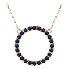 Angara Natural 3.36 ct Blue Sapphire Circle Eternity Pendant in 14K Rose Gold