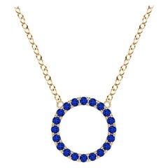 Angara Natural Blue Sapphire Open Circle Eternity Pendant in 14K Yellow Gold