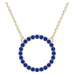 Angara Natural 1.2 ct Blue Sapphire Circle Eternity Pendant in 14K Yellow Gold