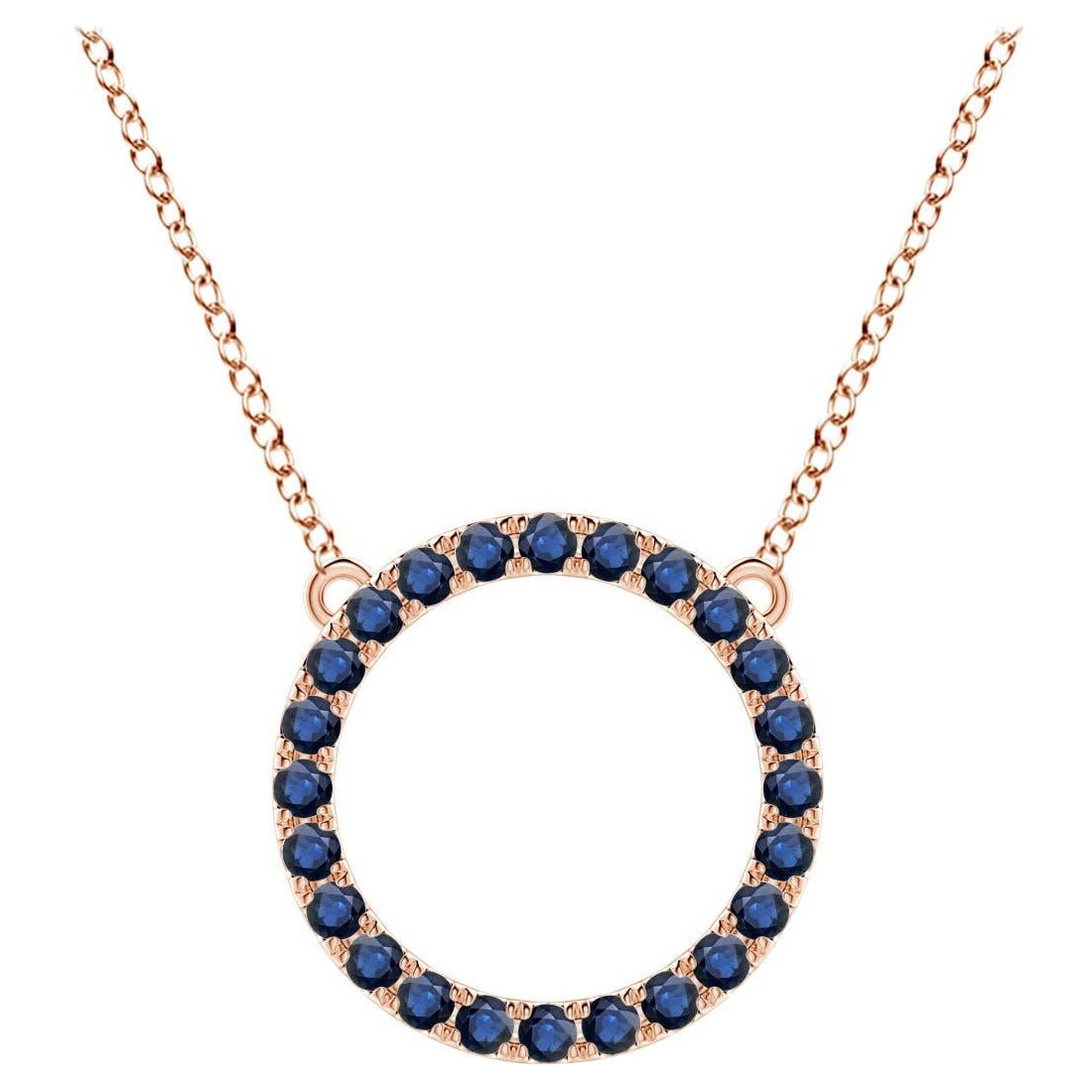 Ciondolo a cerchio per l'eternità con zaffiro blu da 1,2 carati di Angara in oro rosa 14K