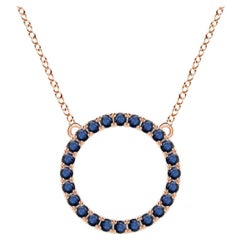 Ciondolo a cerchio per l'eternità con zaffiro blu da 1,2 carati di Angara in oro rosa 14K