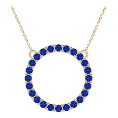 Angara Natural 3.36 ct Blue Sapphire Circle Eternity Pendant in 14K Yellow Gold