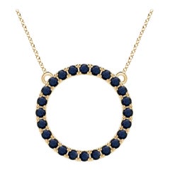 Angara Natural 3.36 ct Blue Sapphire Circle Eternity Pendant in 14K Yellow Gold