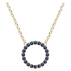 Angara Natural Blue Sapphire Open Circle Eternity Pendant in 14K Yellow Gold
