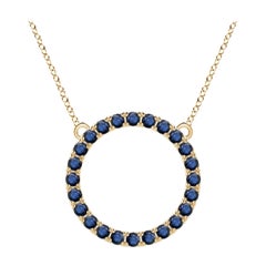 Angara Natural 2.16 ct Blue Sapphire Circle Eternity Pendant in 14K Yellow Gold