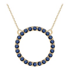 Angara Natural 3.36 ct Blue Sapphire Circle Eternity Pendant in 14K Yellow Gold