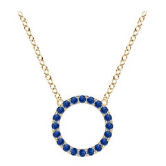 Angara Natural Blue Sapphire Open Circle Eternity Pendant in 14K Yellow Gold
