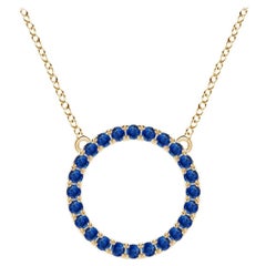 Angara Natural 1.2 ct Blue Sapphire Circle Eternity Pendant in 14K Yellow Gold