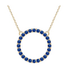 Angara Natural 2.16 ct Blue Sapphire Circle Eternity Pendant in 14K Yellow Gold