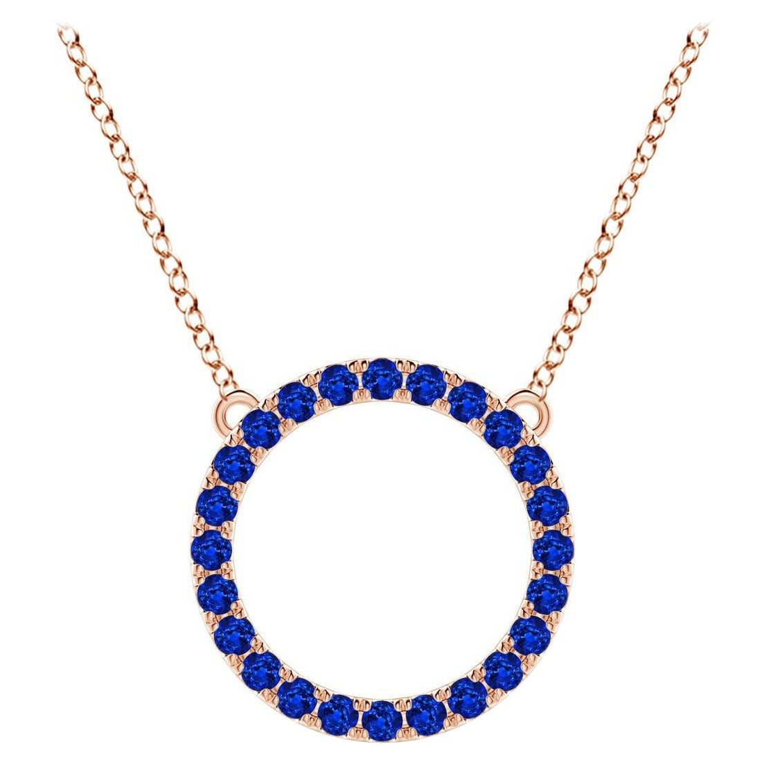 Ciondolo a cerchio per l'eternità con zaffiro blu da 1,2 carati di Angara in oro rosa 14K