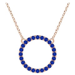 Ciondolo a cerchio per l'eternità con zaffiro blu da 1,2 carati di Angara in oro rosa 14K