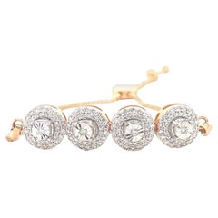 Diamond Circles Bolo Bracelet with Illusion set in 14K Solid Gold (Certified)