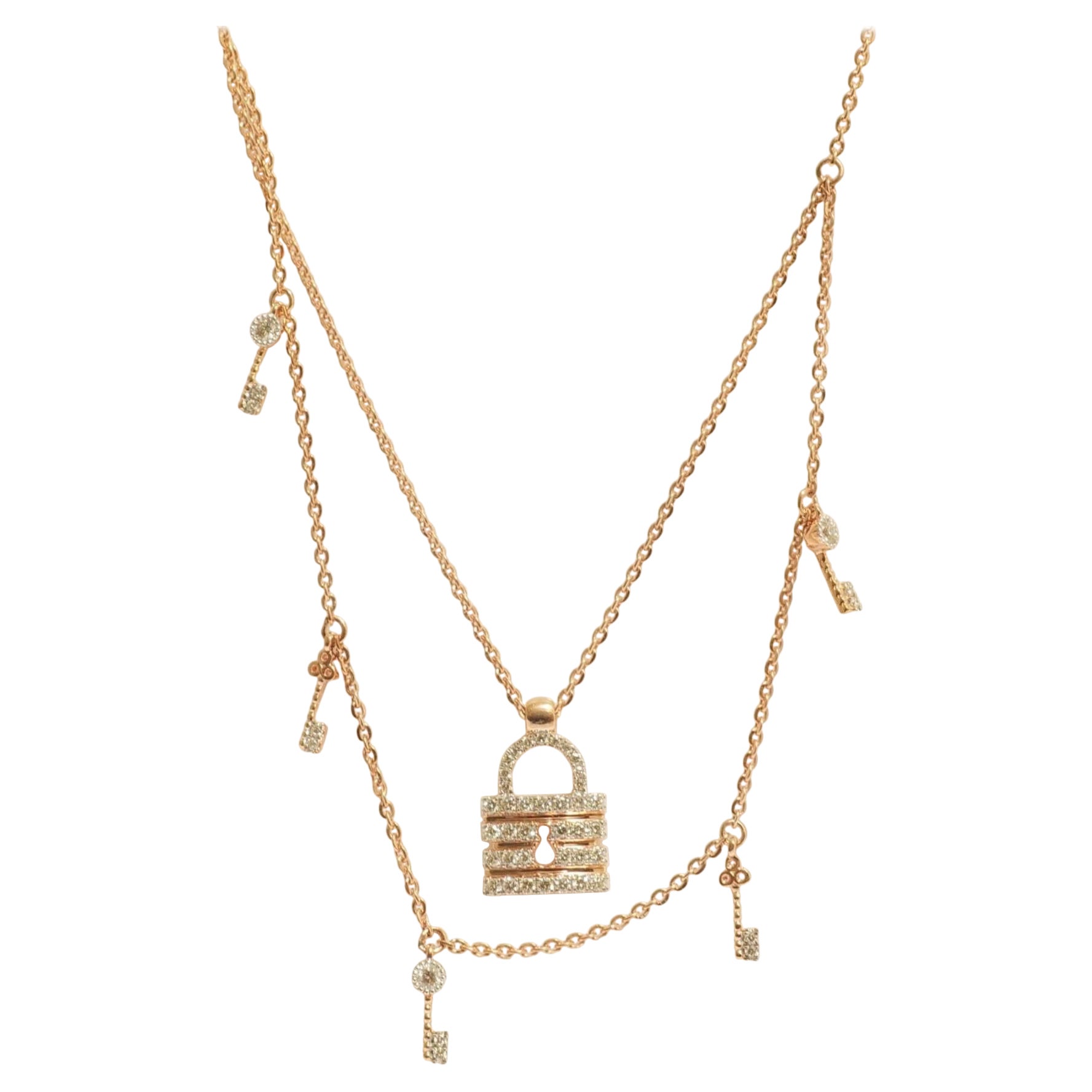 Collar de diamantes Lock & Key de oro macizo de 14k (certificado) en venta