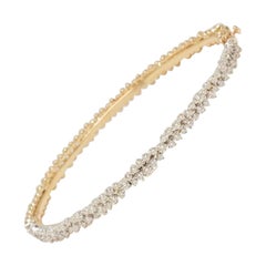 Bracciale con diamanti a grappolo in oro massiccio 14 carati (certificato)