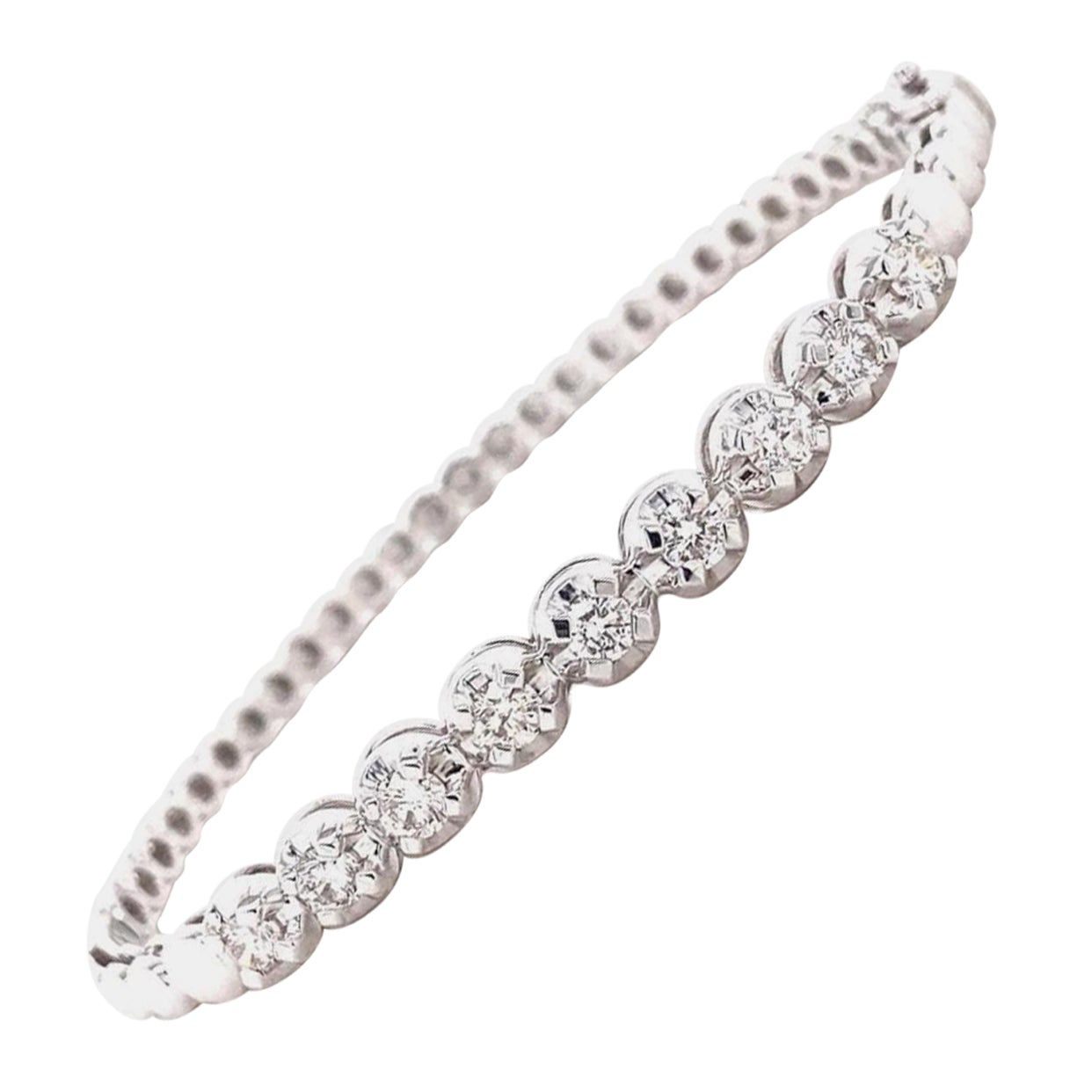 Solitaire Diamond Statement Stacking Bracelet in 14K Solid Gold (Certified)