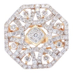 Bague cocktail octogonale en or massif 14k (certifié)