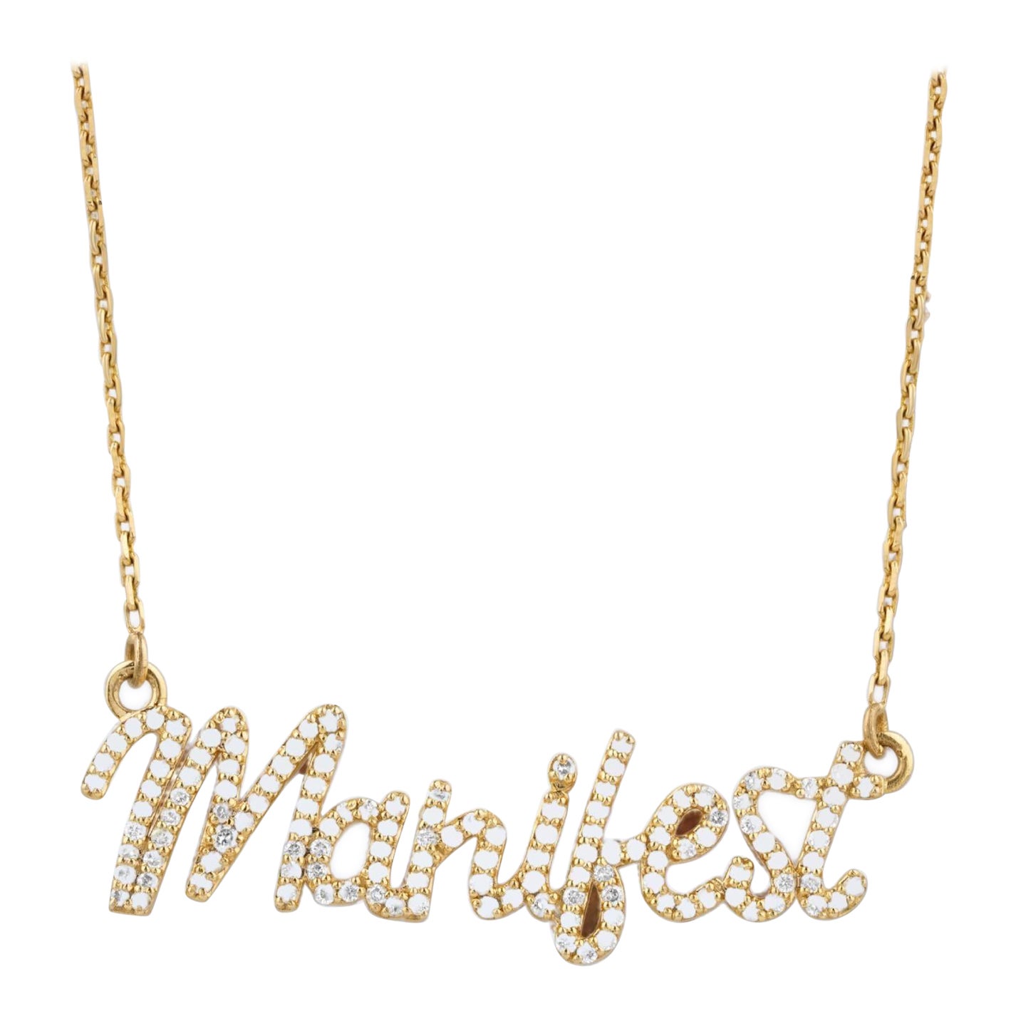Collana con ciondolo Manifest in oro massiccio 14K (certificato) in vendita