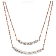 Double Arc Layered Diamond Dual Tone Halskette in 14k Solid Gold (zertifiziert)
