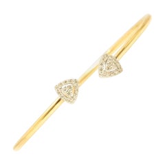 Dreiecksmanschette Halo-Diamantenarmband aus 14 Karat massivem Gold (zertifiziert)