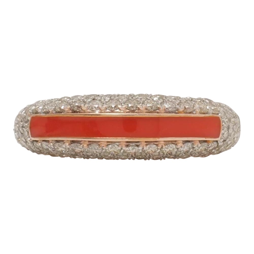 Bague à diamant en émail coloré en or massif 14K (certifié)