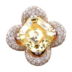 Citrin-Diamantring aus massivem 14-karätigem Gold (zertifiziert)