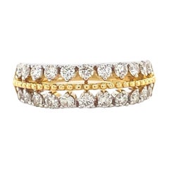 Zweifarbiger Diamantring aus 14 Karat massivem Gold (zertifiziert)