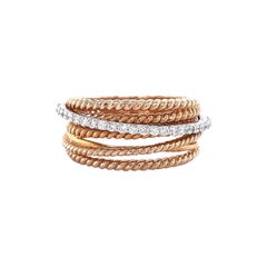 Twist Diamond Broad Band Ring in 14K Solid Gold (Certified)