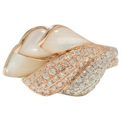 Mother of Pearl Diamond Ring in 14K Solid Gold (Certified)