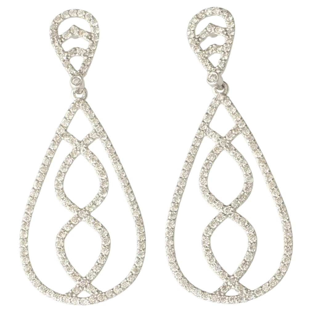 Orecchini a goccia con diamanti pendenti in oro massiccio 14K (certificati)