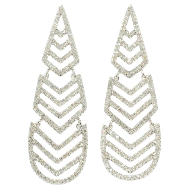 Orecchini da sposa Chandelier con diamanti pendenti in oro massiccio 14k (certificati)