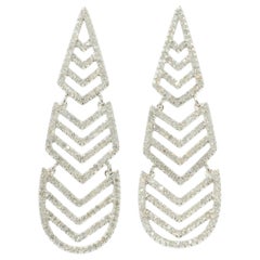 Wedding Chandelier Diamond Dangle Earrings in 14k Solid Gold (Certified)