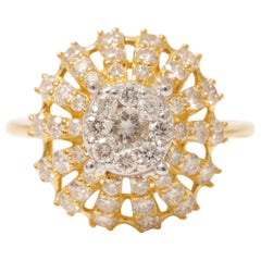 Cluster Illusion Diamond Ring in 14k Solid Gold (Certified)