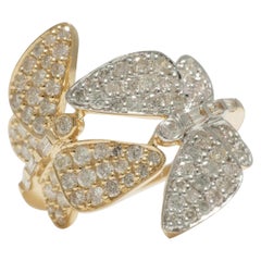 Butterfly Diamond Wrap Ring in 14K Solid Gold (Certified)
