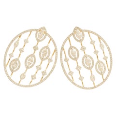 Open Circle Diamond Stud Earrings in 14k Solid Gold (Certified)