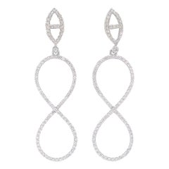 Dangle Diamond Infinity Loop Earrings in 14K Solid Gold (Certified)