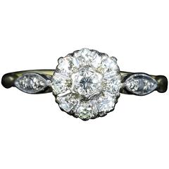 Antique Edwardian Diamond Cluster Ring circa 1900 Platinum Engagement Ring 2