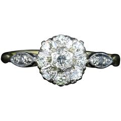 Antique Edwardian Diamond Cluster Ring circa 1900 Platinum Engagement Ring