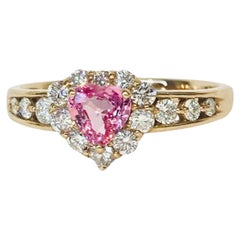 Bochic 18K Gold, Diamonds & Pink Sapphire Vintage Pink Sapphire Ring, Circa 1980