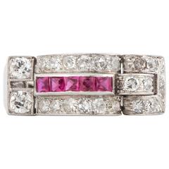 Retro Platinum Diamond Ruby Ring 9
