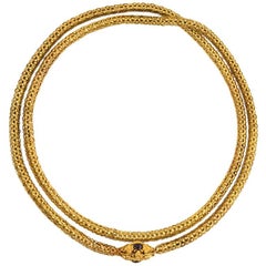 Antique Georgian Gold Chain with Garnet-Set Barrel Clasp