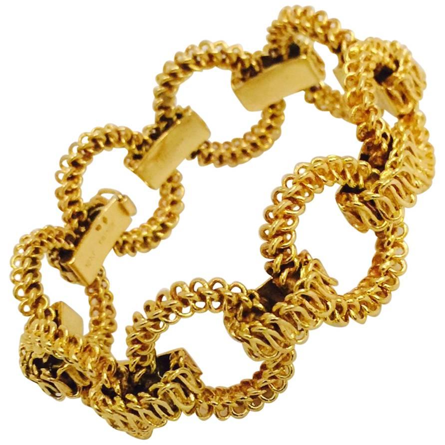 1960s Tiffany & Co. France Gold Chain Link Bracelet For Sale