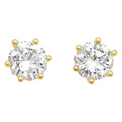 Clous d'oreilles en or jaune 18 carats sertis de 1,76 carat de diamants naturels
