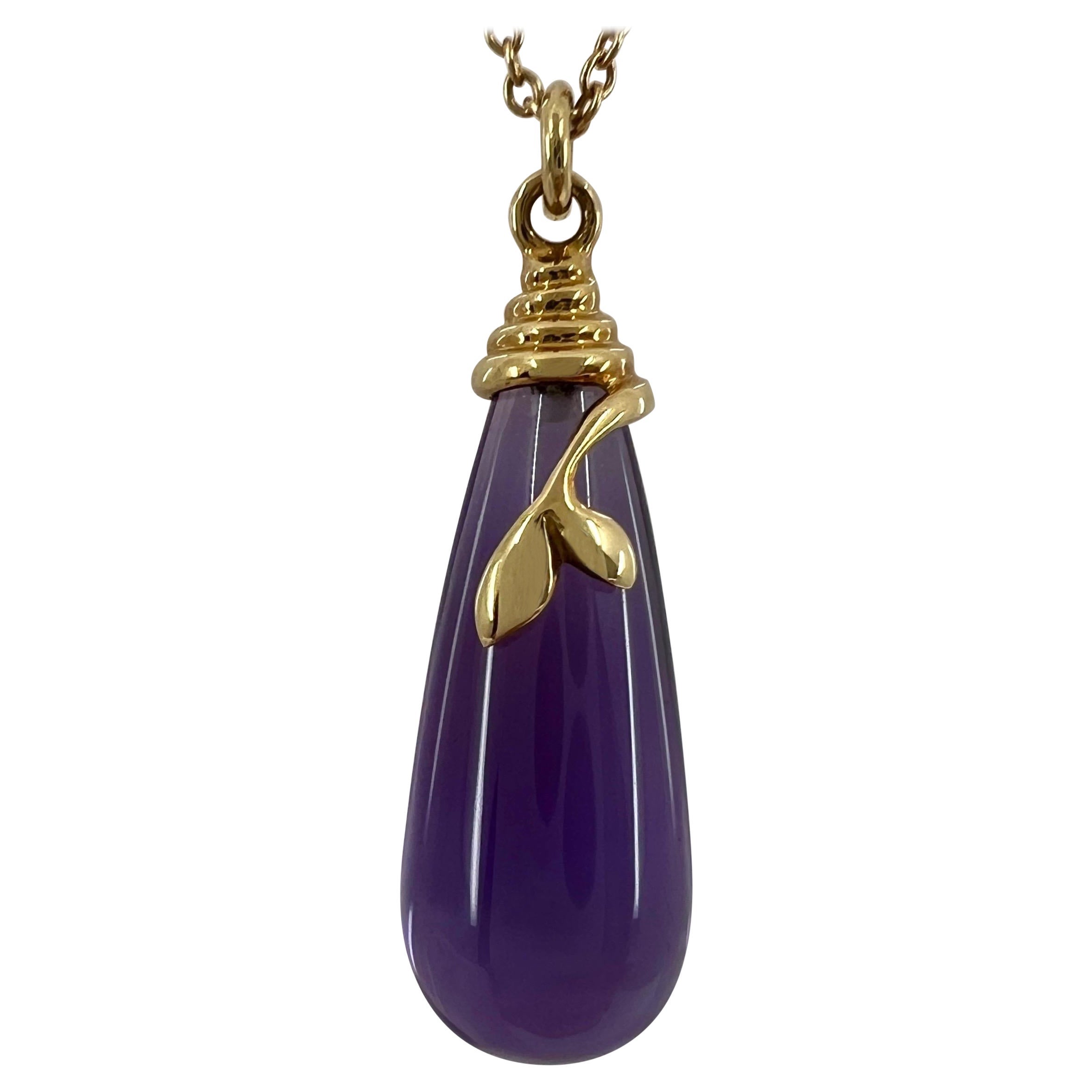 Rare Tiffany & Co. Collier pendentif Paloma Picasso en or avec améthyste feuille d'olivier en vente