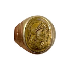 Tiger's Eye Double Cameo Ring Neoclassical Roman Victorian Gold Hand Carved