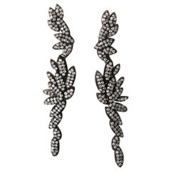 Orecchino con diamante naturale ad ala in argento 925 Regalo di compleanno con diamante.