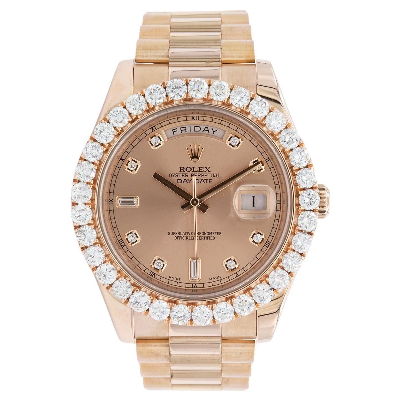 Rolex Day-Date II 41mm Präsident 218235 18k Rose Gold Diamond Dial & 5ctw Lünette im Angebot